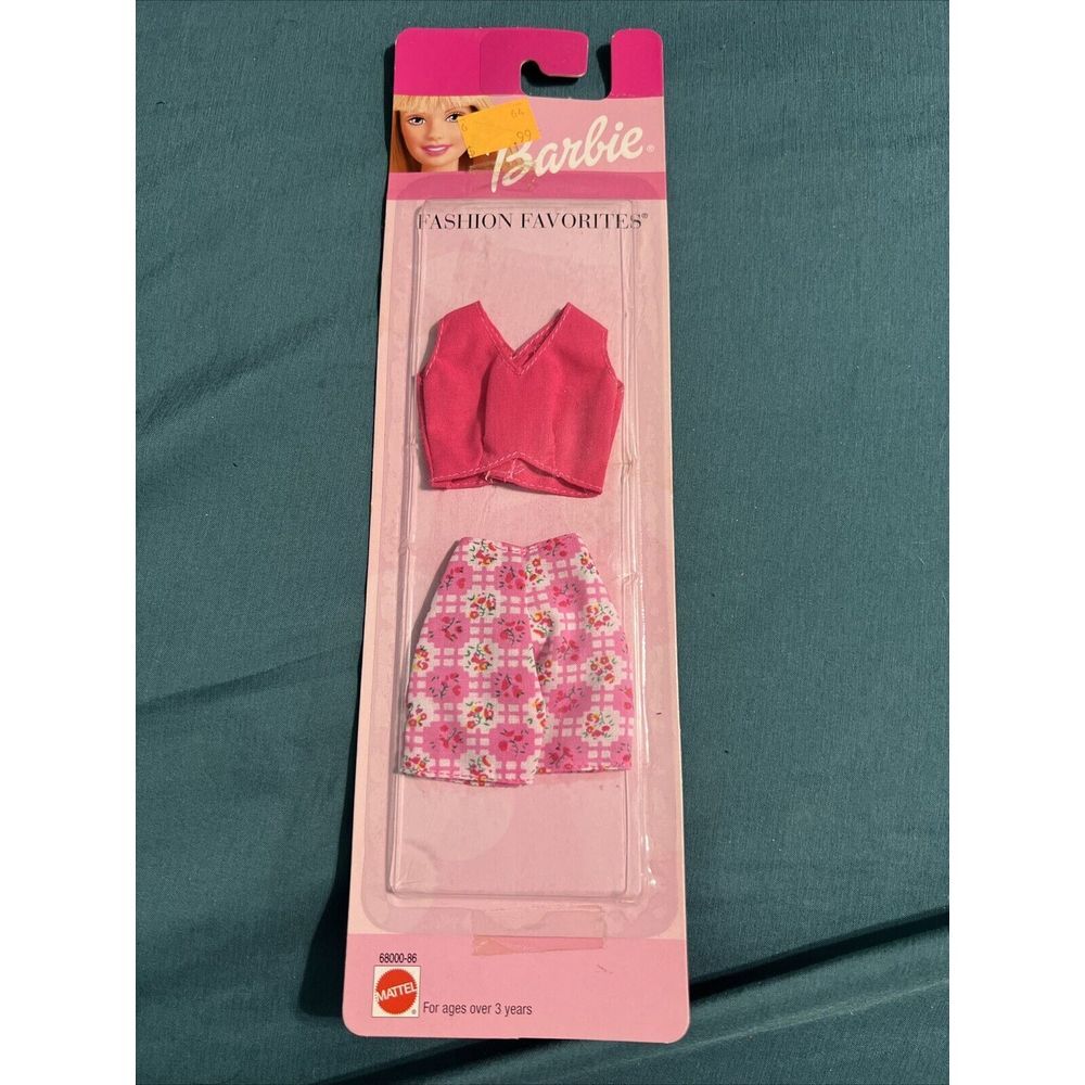 Barbie Fashion Favorites Pink Plaid Shorts‎ Pink Crop Tank Top NIP